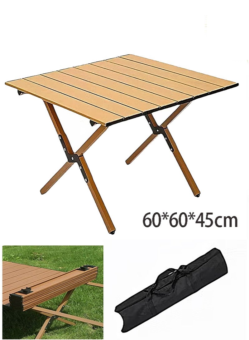 Concept home Carbon Steel Egg Roll Table Folding Table for 1-2 People,Outdoor Camping Folding Table Simple and Portable Lightweight with Aluminum Table Top and Carry Bag for Outdoor, Picnic Cooking  - Image 1