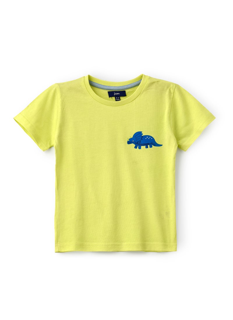 JAM Boys' Lime Green Dinosaur Cotton T-Shirt  - Image 1