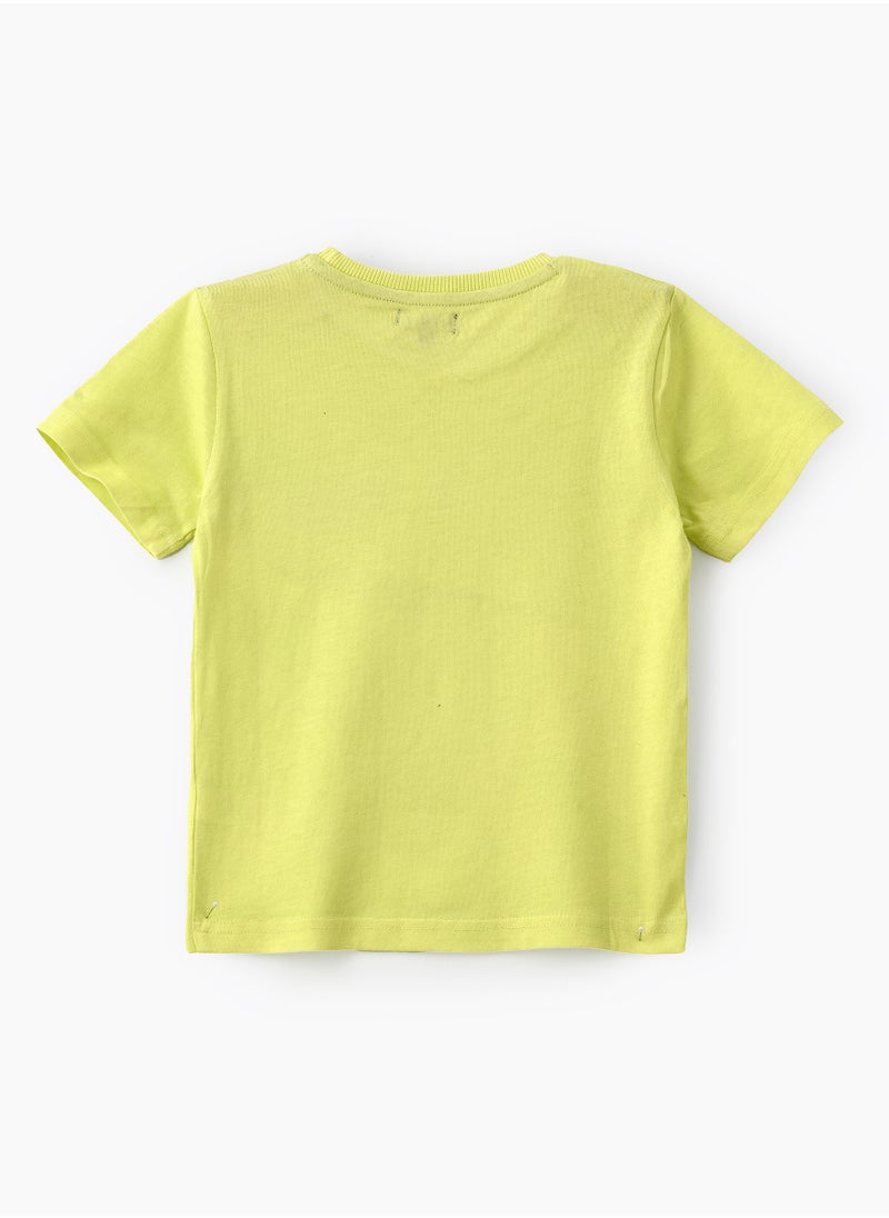 JAM Boys' Lime Green Dinosaur Cotton T-Shirt  - Image 2