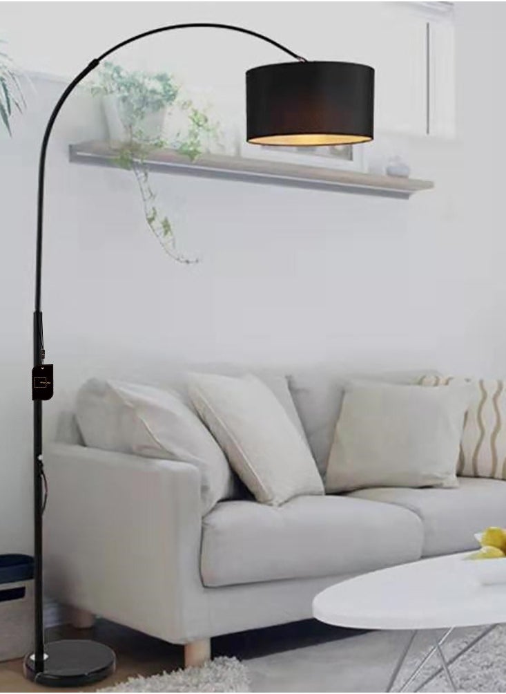 Sharpdo Sharpdo LED Floor Lamp Nordic Simple Style Eye Protection Stand Lamp Vintage Arc Pole Light with Warm Light, 8-15m, for Living Room Office Bedroom class Marble Black, 26x70x185cm  - Image 4