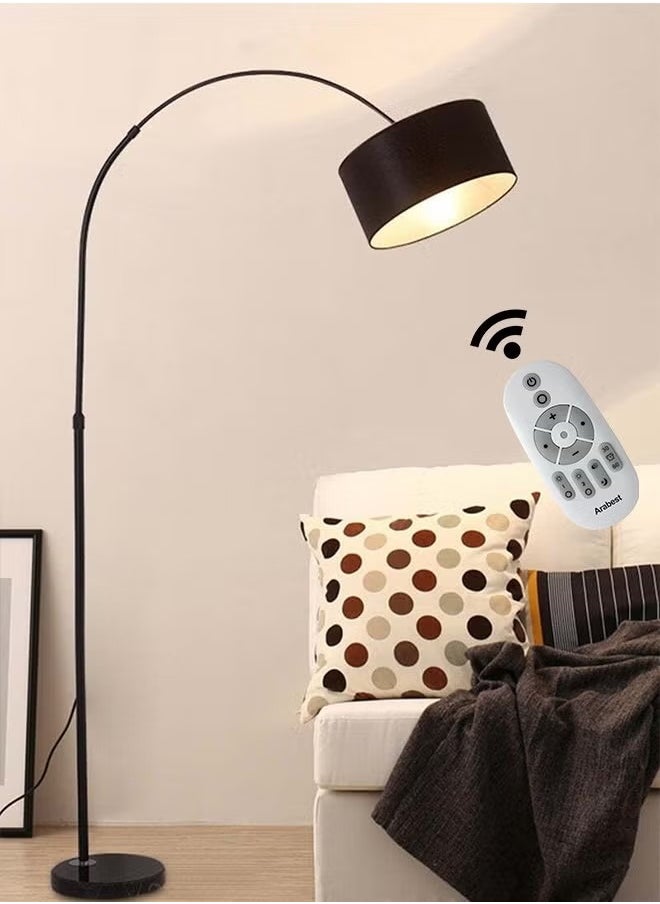 Sharpdo Sharpdo LED Floor Lamp Nordic Simple Style Eye Protection Stand Lamp Vintage Arc Pole Light with Warm Light, 8-15m, for Living Room Office Bedroom class Marble Black, 26x70x185cm  - Image 2