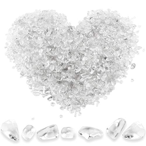 Twdrer 2lb950g Small Natural White Clear Irregular Shaped Crystal Quartz Rock Tumbled Chips Crushed Stone Healing Reiki Crystal Gemstones for Garden Aquarium Vases Plants Decoration