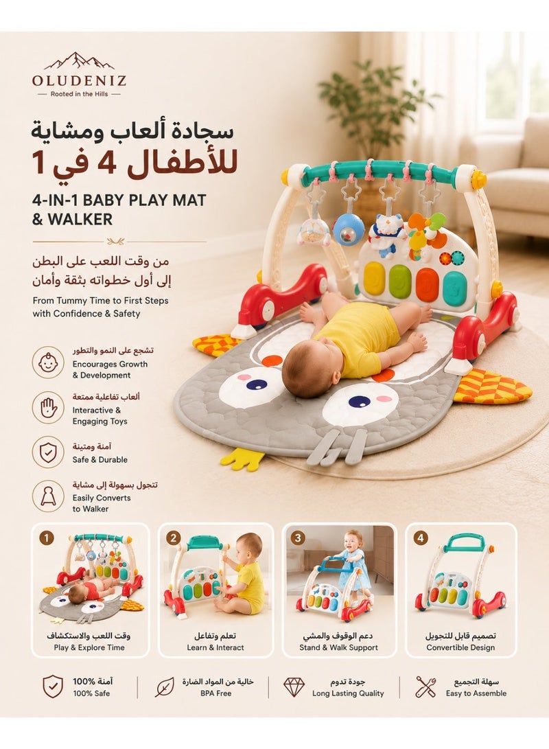 أولودينيز  حصيرة لعب للأطفال متعددة الوظائف 4 في 1 – تعليمية، موسيقية ورياضة - Image 1