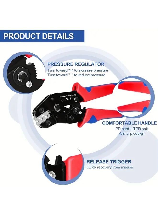 أداة كبس أسلاك الفولاذ عالي الكربون SN-6 موديل لمقاسات AWG 20-10 ومقاسات 0.5-6 مم² - Image 5