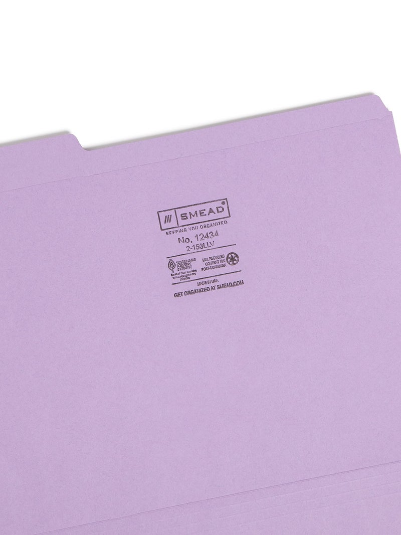 Smead File Folder, Reinforced 1/3-Cut Tab, Letter Size, Lavender, 100 per Box (12434) - Image 3