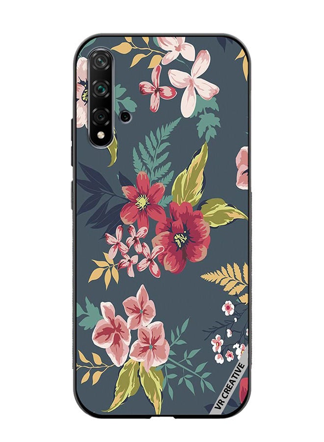 VR CREATIVE Protective Case Cover For Huawei Nova 5T Gray Flower Design Multicolour - Image 1