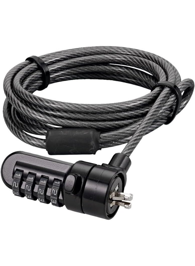 PORT Designs Laptop Anti-Theft Cable Lock 1.8m 4.4mm – Port Designs 901209, 4-Digit Combination Security Lock, Steel & PVC with Nickel/Zinc Head, Black, Universal Notebook & PC Compatible - Image 1
