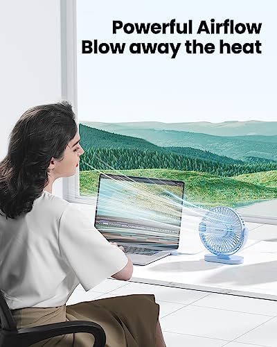 Gaiatop USB Desk Fan, 5.5 Inch Small Quiet Powerful 3 Speeds 90° Rotate, Personal Mini Portable Desktop Table Fans, Cooling for Home Office Car Travel Indoor Outdoor Pink - Image 2