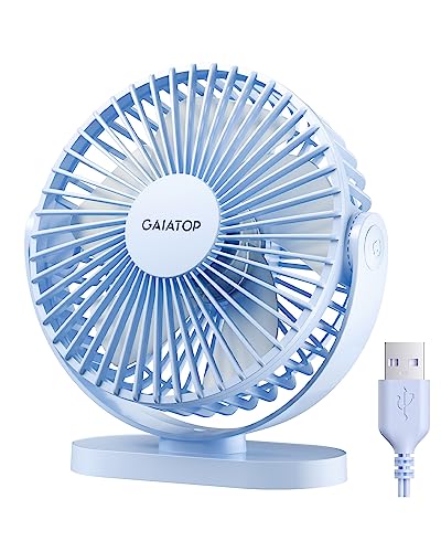 Gaiatop USB Desk Fan, 5.5 Inch Small Quiet Powerful 3 Speeds 90° Rotate, Personal Mini Portable Desktop Table Fans, Cooling for Home Office Car Travel Indoor Outdoor Pink - Image 1