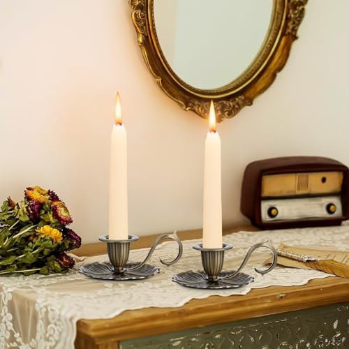 TITINICE Antique Candle Stick Candle Holder, Vintage Candle Sticks Holder Decor - European Style Bronze Candlestick Holders with Handle for Party, Wedding Christmas, Dinner, Table Centerpiece, Home Decor - Image 5