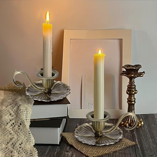 TITINICE Antique Candle Stick Candle Holder, Vintage Candle Sticks Holder Decor - European Style Bronze Candlestick Holders with Handle for Party, Wedding Christmas, Dinner, Table Centerpiece, Home Decor - Image 4