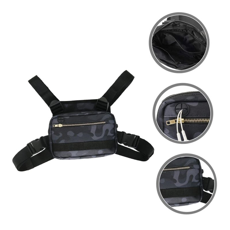 Women Chest Pack Crossbody Bag With Zippered Pocket Versatile Storage For Phone Essentials For Sports Casual Use Black - Image 3