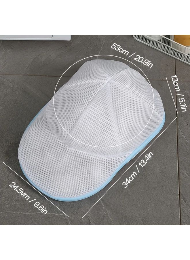 White Zipper Mesh Hat Washing Bag For Machine Wash Secure Storage - Image 3