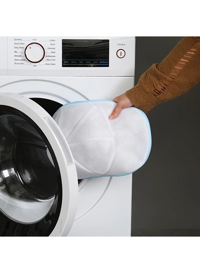 White Zipper Mesh Hat Washing Bag For Machine Wash Secure Storage - Image 4