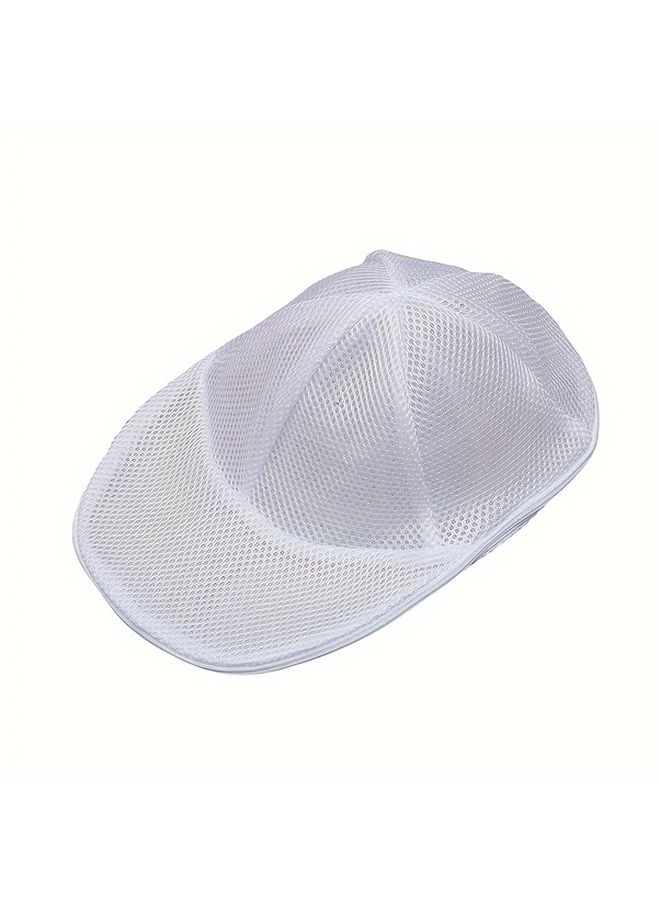 White Zipper Mesh Hat Washing Bag For Machine Wash Secure Storage - Image 5