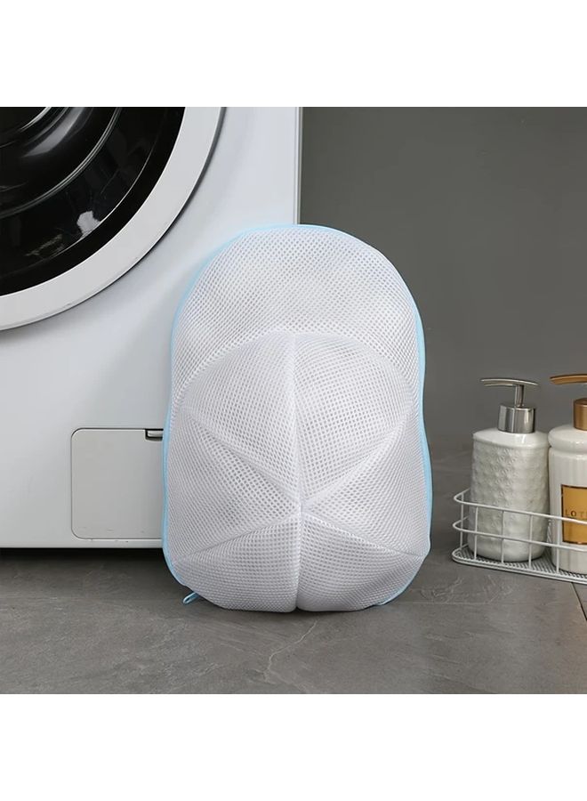 White Zipper Mesh Hat Washing Bag For Machine Wash Secure Storage - Image 2