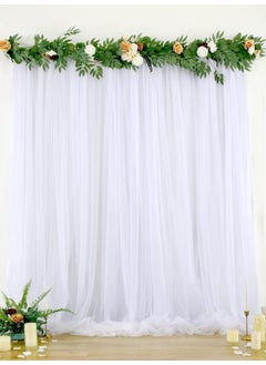Boltove Boltove Decoration White Backdrop Curtain Tulle Net Transparent for Birthdays Anniversary Baby Shower Photo Shoot Wedding Party Stage Background Ceremony Photoshoot net parda Set of 2  - Image 1