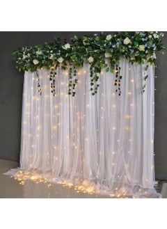 Boltove Boltove Decoration White Backdrop Curtain Tulle Net Transparent for Birthdays Anniversary Baby Shower Photo Shoot Wedding Party Stage Background Ceremony Photoshoot net parda Set of 2  - Image 2