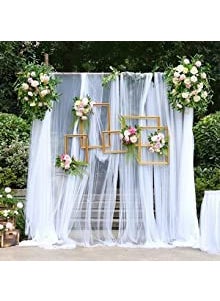 Boltove Boltove Decoration White Backdrop Curtain Tulle Net Transparent for Birthdays Anniversary Baby Shower Photo Shoot Wedding Party Stage Background Ceremony Photoshoot net parda Set of 2  - Image 3