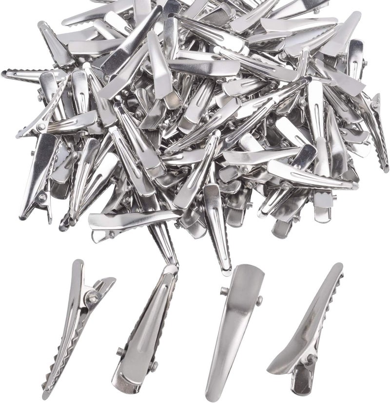 30MM Small Alligator Hair Clips 100 Pieces Silver Metal Alligator Hair Pins Teeth Bows Crocodile Hair Clips Holders Accessories for Hair Care Arts  Crafts Projects
