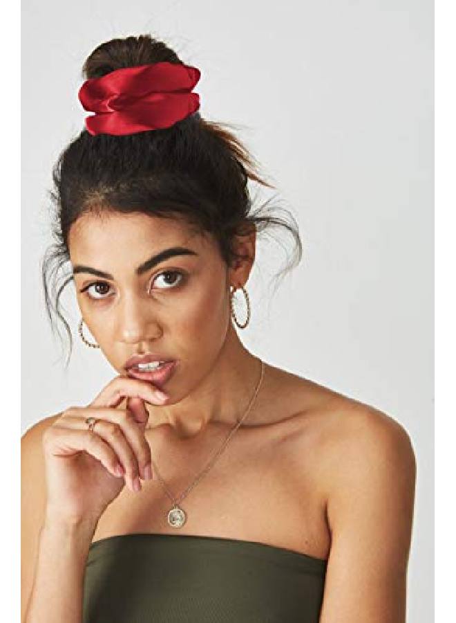 KCHIES Silk Scrunchies Black Red For Women Girls Curly Thick Hair Tie Big Satin Bobble Ponytail Holders Mulberry Silky Sleep Elastic Bands Fashion 90S Accessories Her Birthday Valentines Xmas Gift Set - Image 5