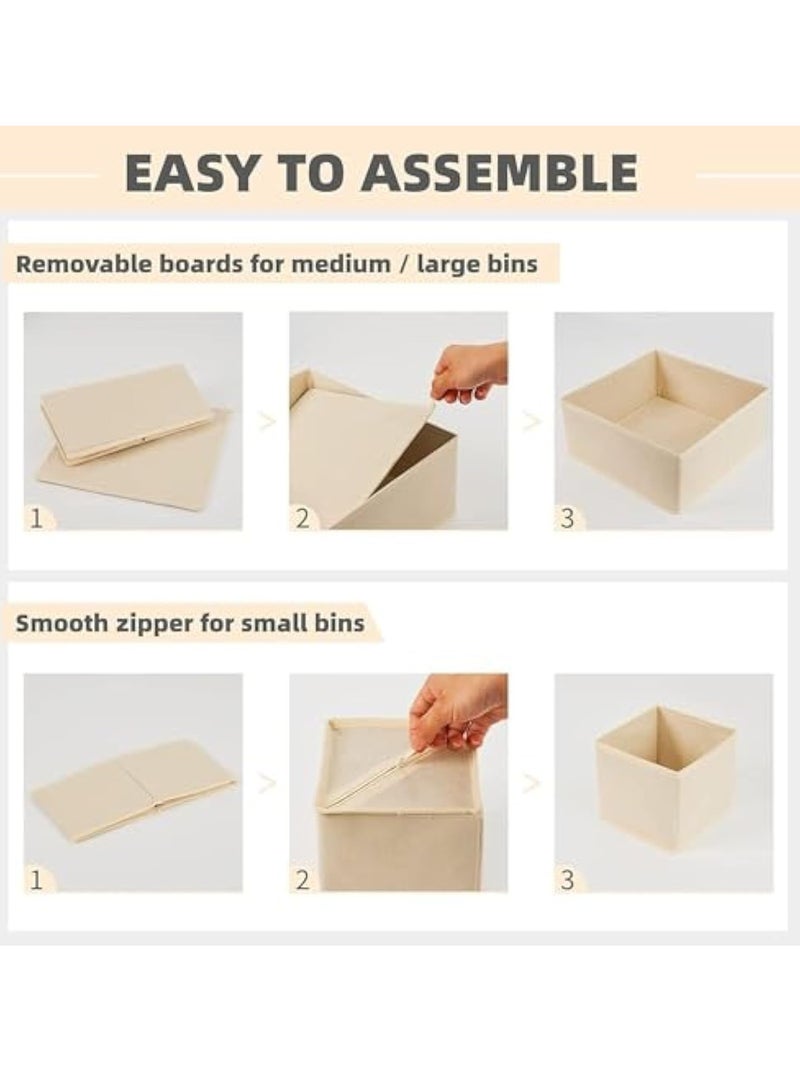 Arabest صندوق تخزين قماش قابل للطي، 6 عبوات من منظم أدراج الملابس الداخلية، منظمات خزانة قابلة للطي، فواصل أدراج خزانة التخزين، صناديق تخزين أدراج القماش، للملابس، الأوشحة (بيج) - Image 4