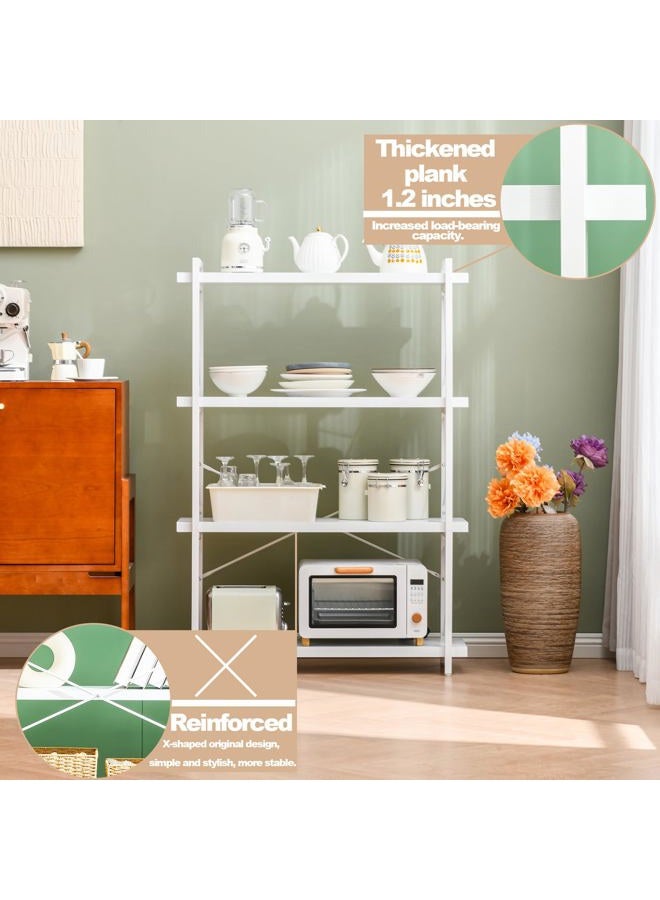HCHQHS Bookshelf, 4-Tier Industrial Bookcase, White Open Book Shelf, Freestanding Tall Bookshelves with Metal Frame - Image 4