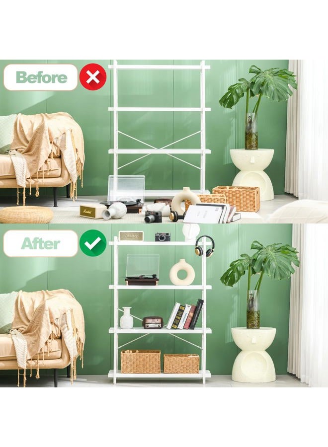 HCHQHS Bookshelf, 4-Tier Industrial Bookcase, White Open Book Shelf, Freestanding Tall Bookshelves with Metal Frame - Image 3