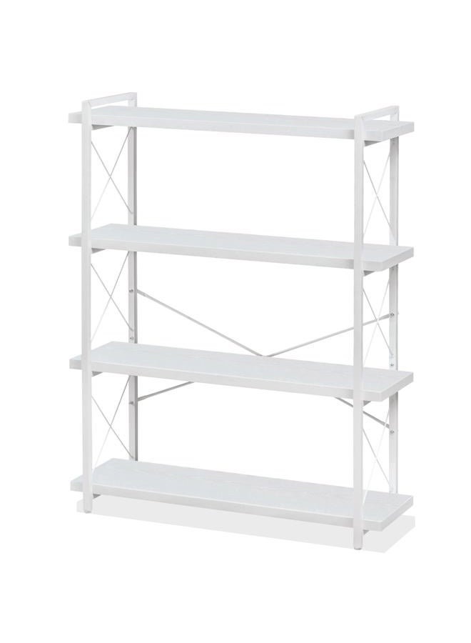 HCHQHS Bookshelf, 4-Tier Industrial Bookcase, White Open Book Shelf, Freestanding Tall Bookshelves with Metal Frame - Image 1