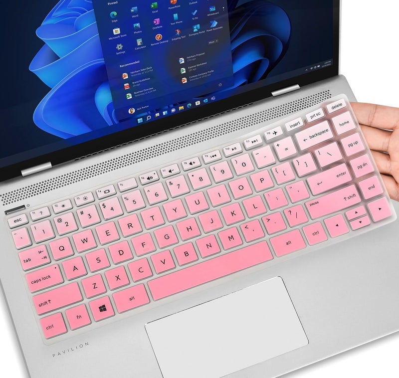 CaseBuy Keyboard Cover for HP 14 Laptop & HP Pavilion x360 14 14-dq 14-fq 14-dk 14m-dh 14-dh 14-ce 14-cf 14-dq0040nr 14-dq0762dx 14-dq0761dx 14-dq0052dx 14-dq5009nr dq0050nr 14-dq0011dx 14t-dq300 -GPink - Image 1