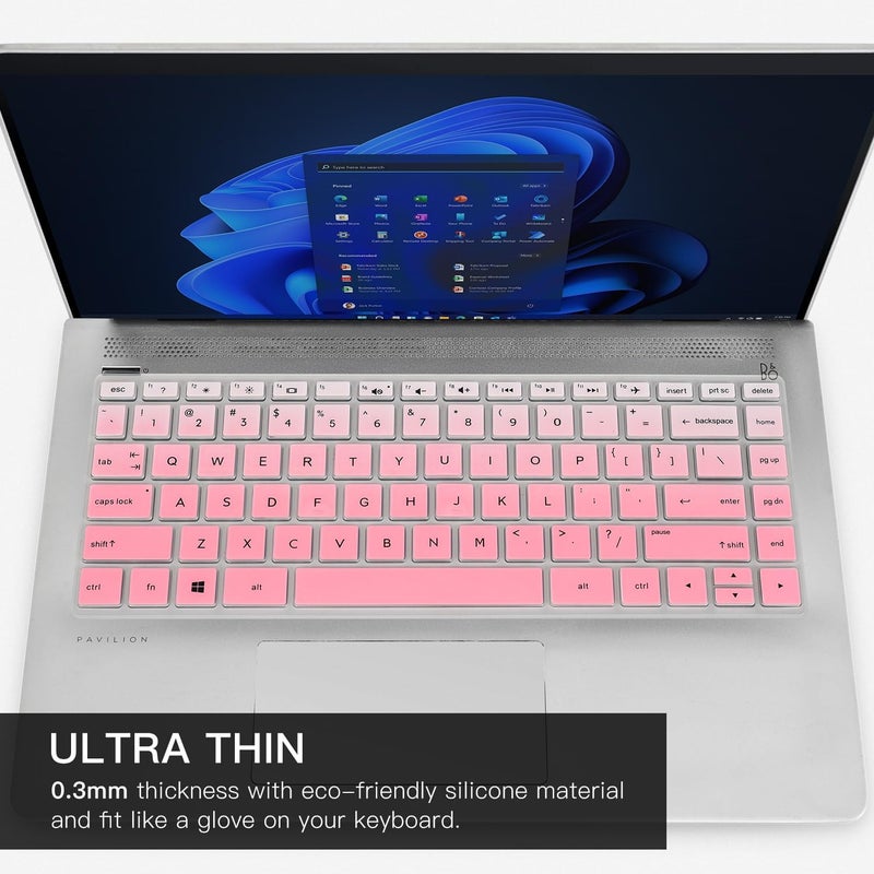 CaseBuy Keyboard Cover for HP 14 Laptop & HP Pavilion x360 14 14-dq 14-fq 14-dk 14m-dh 14-dh 14-ce 14-cf 14-dq0040nr 14-dq0762dx 14-dq0761dx 14-dq0052dx 14-dq5009nr dq0050nr 14-dq0011dx 14t-dq300 -GPink - Image 3