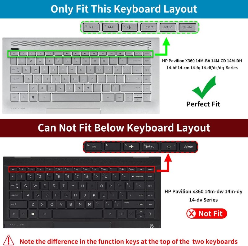 CaseBuy Keyboard Cover for HP 14 Laptop & HP Pavilion x360 14 14-dq 14-fq 14-dk 14m-dh 14-dh 14-ce 14-cf 14-dq0040nr 14-dq0762dx 14-dq0761dx 14-dq0052dx 14-dq5009nr dq0050nr 14-dq0011dx 14t-dq300 -GPink - Image 2