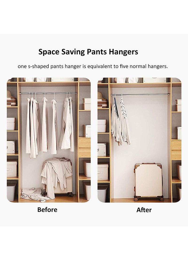 ليدين شماعات السراويل، على شكل حرف S غير قابلة للانزلاق وموفرة للمساحة، شماعات السراويل المصنوعة من الفولاذ المقاوم للصدأ معدنية متعددة الطبقات، شماعات السراويل، خزانة تخزين للسراويل الجينز والقمصان والأوشح - Image 4