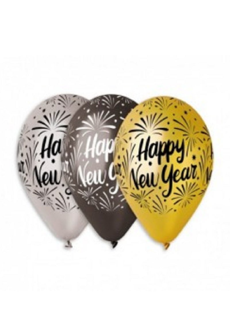 Gemar - 12" Mettalic Happy New Year Asst. 50Ct - Image 1