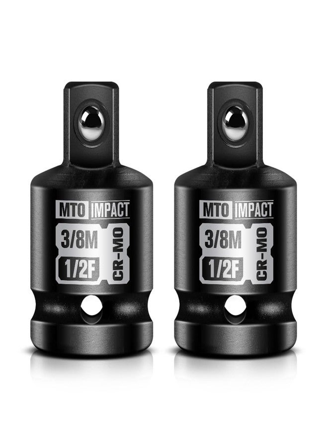 MTO 2-Piece 1/2" Female to 3/8" Male Impact Socket Adapter Set, 1/2" Drive Impact Driver Conversions for Impact Wrench, Chrome Molybdenum Alloy Steel - Image 1