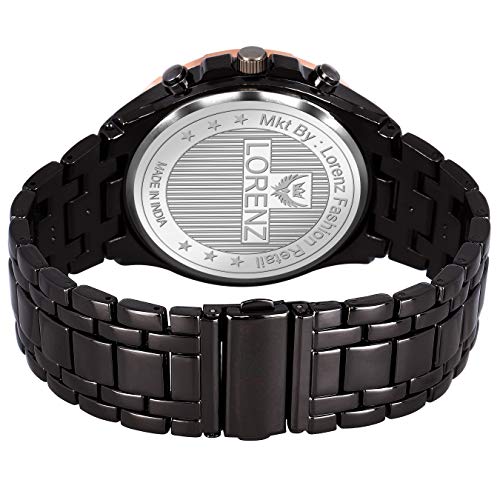 LORENZ Stainless Steel Combo Of Black Dial Analog Watch & Brown Wallet For Men- Cm-3058Wl-32 - Image 3