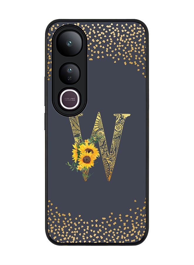 Stylizedd For vivo V50 Lite Case,Slim fit Camera Protection, Shockproof Thin Phone cover  - Custom Floral Monogram - W  (Grey )