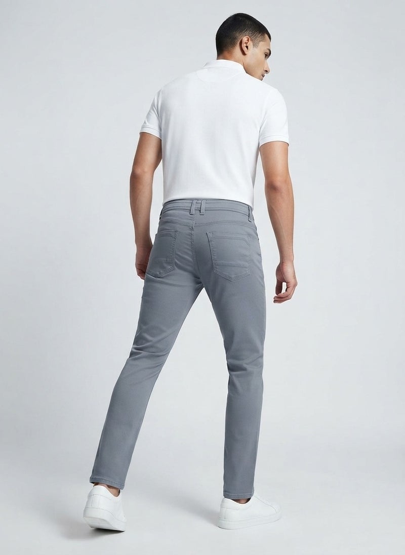 AUXOM Men's Slim Ankle Jeans - Light Grey - Image 2