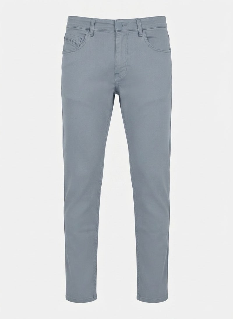 AUXOM Men's Slim Ankle Jeans - Light Grey - Image 1