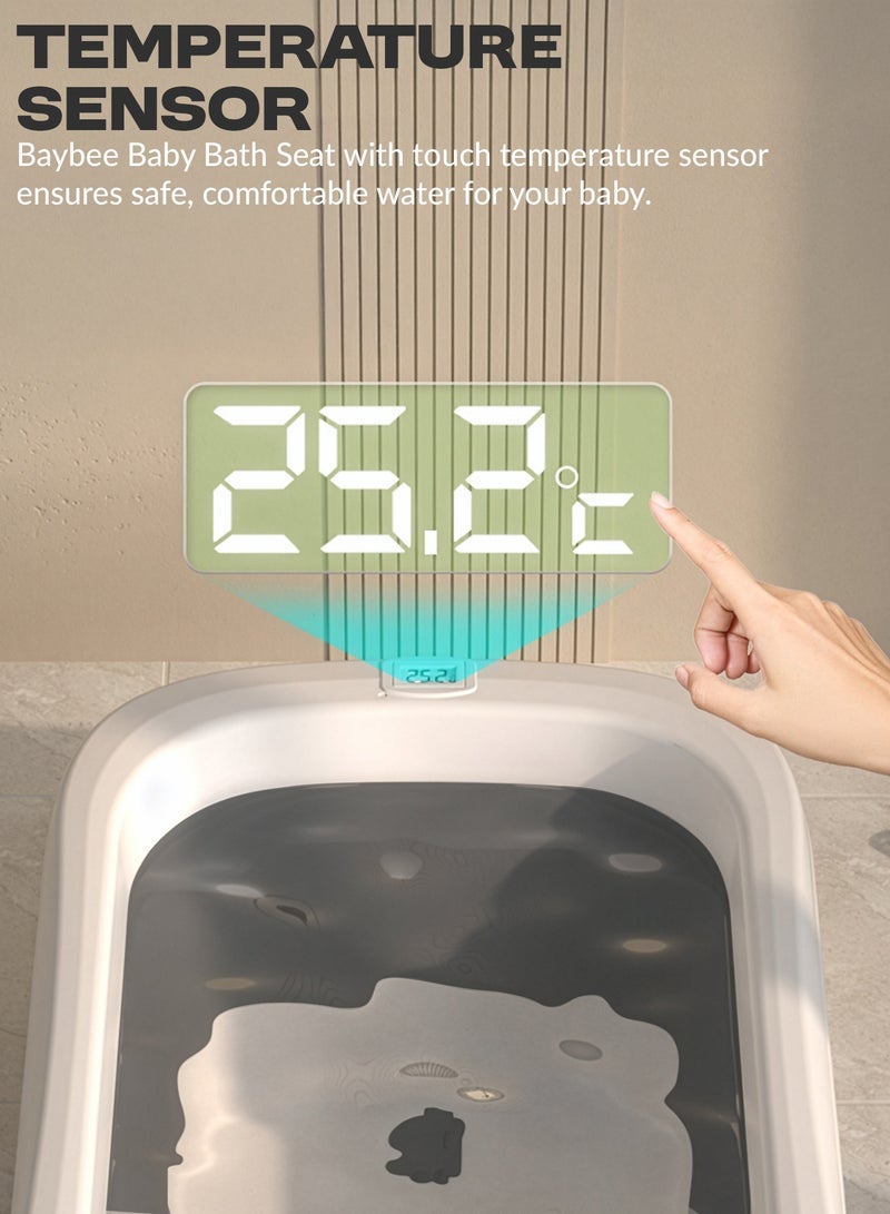 بيبي مجموعة حوض استحمام للأطفال قابلة للطي، مكونة من 5 قطع، مع مقعد مبطن، ومقعد استحمام، وحوض استحمام ودلو، وحوض استحمام للأطفال بقاعدة مضادة للانزلاق، وسدادة مياه تستشعر درجة الحرارة، وحوض استحمام قابل للتثبيت على الحائط، مناسب للأطفال من عمر 0 ​​إلى 3 سنوات، للأولاد والبنات، باللون الرمادي - Image 4