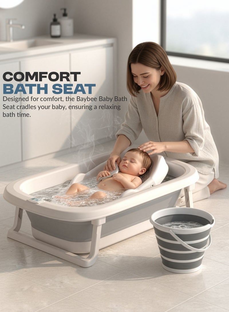 بيبي مجموعة حوض استحمام للأطفال قابلة للطي، مكونة من 5 قطع، مع مقعد مبطن، ومقعد استحمام، وحوض استحمام ودلو، وحوض استحمام للأطفال بقاعدة مضادة للانزلاق، وسدادة مياه تستشعر درجة الحرارة، وحوض استحمام قابل للتثبيت على الحائط، مناسب للأطفال من عمر 0 ​​إلى 3 سنوات، للأولاد والبنات، باللون الرمادي - Image 5