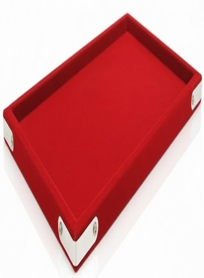SENTONI Velvet Jewellery Display & Beading Tray | 12 x 9 Inch | Multipurpose Organizer Tray for Jewellery, Beads, Rings, Earrings & Showcase (Set of 4) (Red) - Image 2
