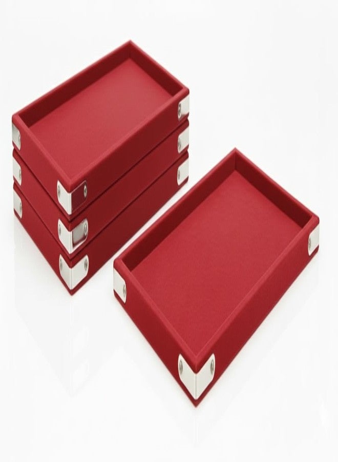 SENTONI Velvet Jewellery Display & Beading Tray | 12 x 9 Inch | Multipurpose Organizer Tray for Jewellery, Beads, Rings, Earrings & Showcase (Set of 4) (Red) - Image 1