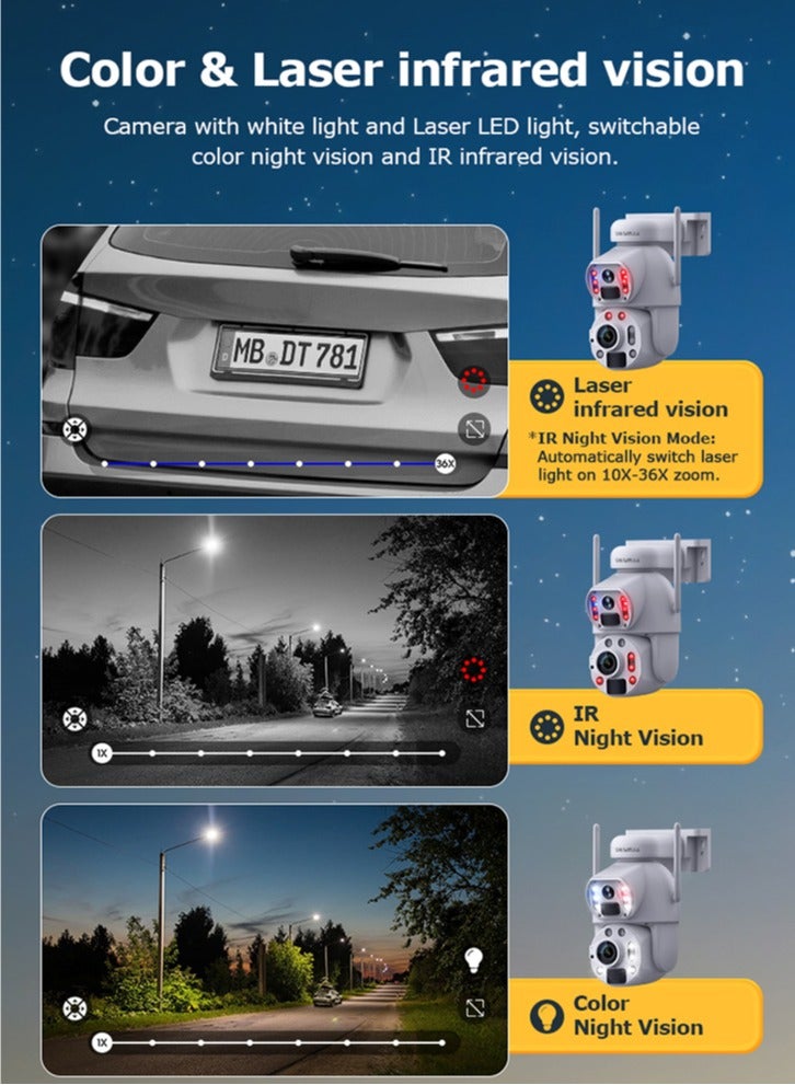 ماركة غير محددة كاميرا للطاقة الشمسية 4G سيم 8MP 36X التكبير المزدوج عدسة 10W الألواح الشمسية 20000mAh البطارية تتبع شكل الإنسان في الهواء الطلق الأمن المعادن التطبيق UBOX  - Image 5