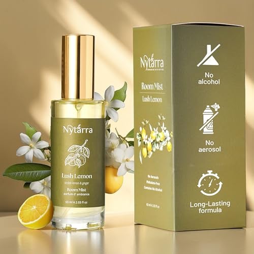 Nytarra Room Mist Spray Lush Lemon | No Alcohol, No Paraben, Non Toxic, Vegan | Air Freshener, Fragrance for Home, Living Room, Washroom, Bedroom, Office | Lemon, Vetiver and Ginger - Image 1