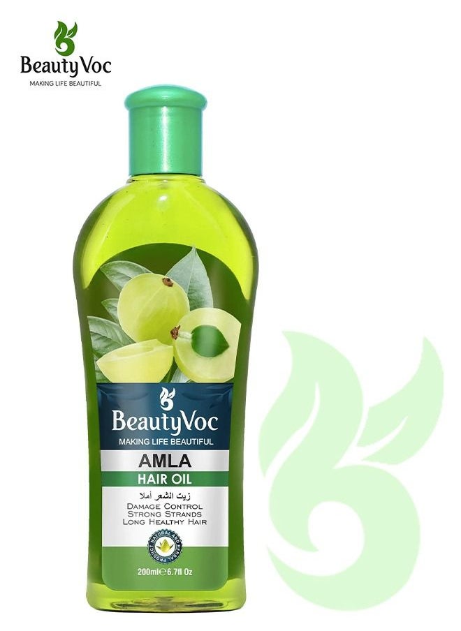 BEAUTY VOC Pure Amla Hair Oil for Nourishment and Revitalizing Dry and Damaged Hair, Promote Growth, strengthens the hair follicles, promoting thicker, healthier, and more voluminous hair, 200ml  - Image 1