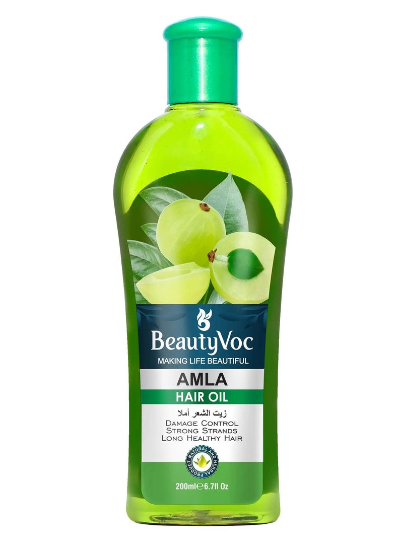 BEAUTY VOC Pure Amla Hair Oil for Nourishment and Revitalizing Dry and Damaged Hair, Promote Growth, strengthens the hair follicles, promoting thicker, healthier, and more voluminous hair, 200ml  - Image 2