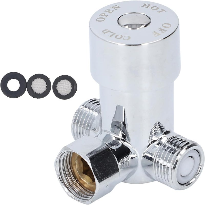 Hot Cold Water Mixing Valve Brass G1 / 2 Faucet Mixer, 5.3x3.4x6.9cm - Anti Leakage Material, Check Valve Design, Ideal for Automatic Sensor Faucets - Image 1