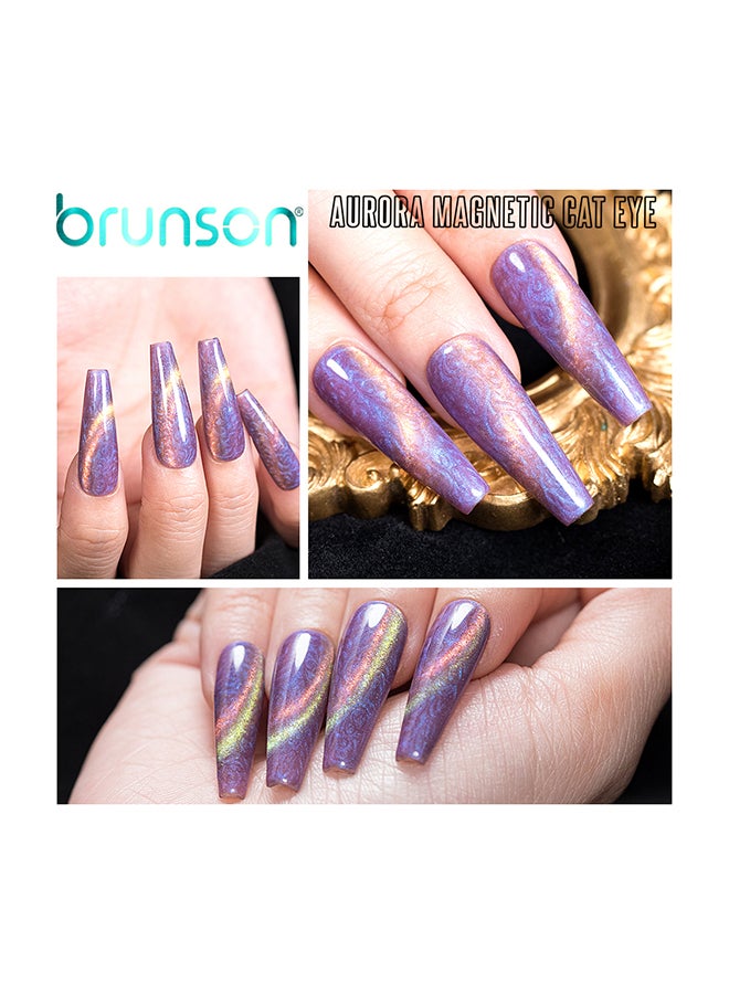 brunson Cat Eye Gel Polish 15ml Aurora Reflective Sparkly Diamond Gel Effect Magnetic French Manicure Pedicure Gel Nail Polish Salon Quality Chip Resistant Gel Nail Extensions UV Gel Nail Paint For Nail Art - Image 2