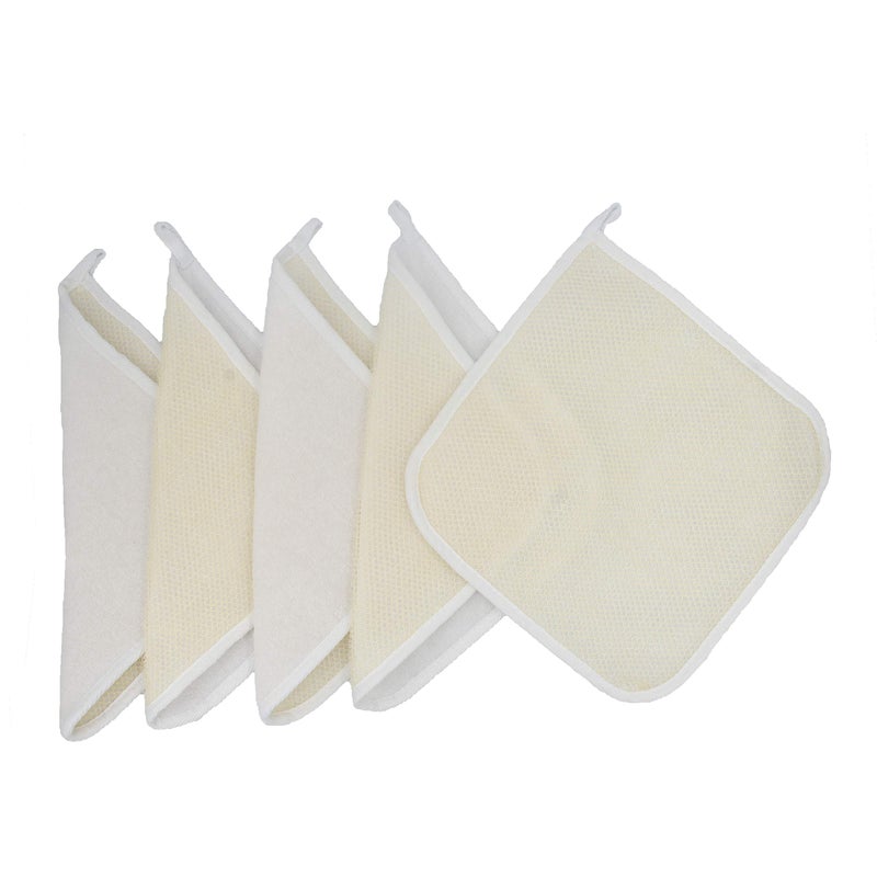 5 Pack Soft Weave Home Spa Bath Shower Exfoliating Massage Face Body Wash Cloths DualSided With Exfoliating Scrub and Soft Terry Cloth Towel